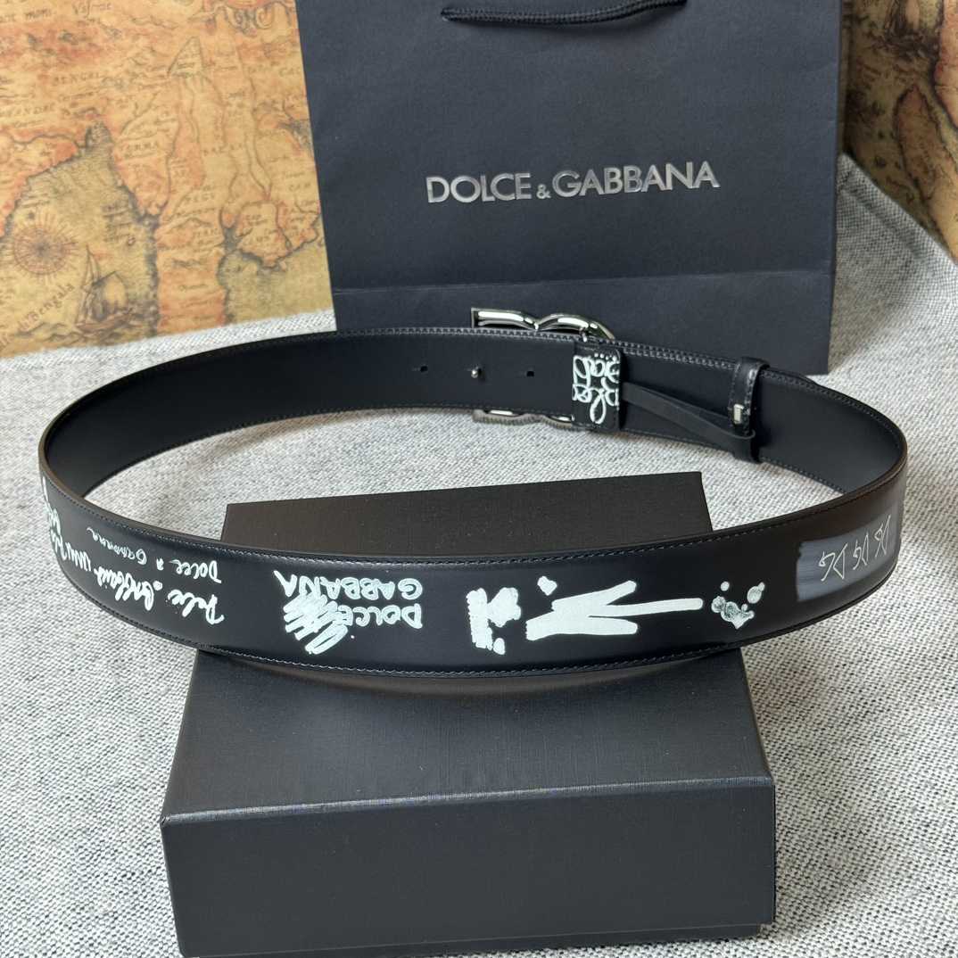 Dolce & Gabbana Graffiti-print Logo-buckle Belt - PerfectKickZ