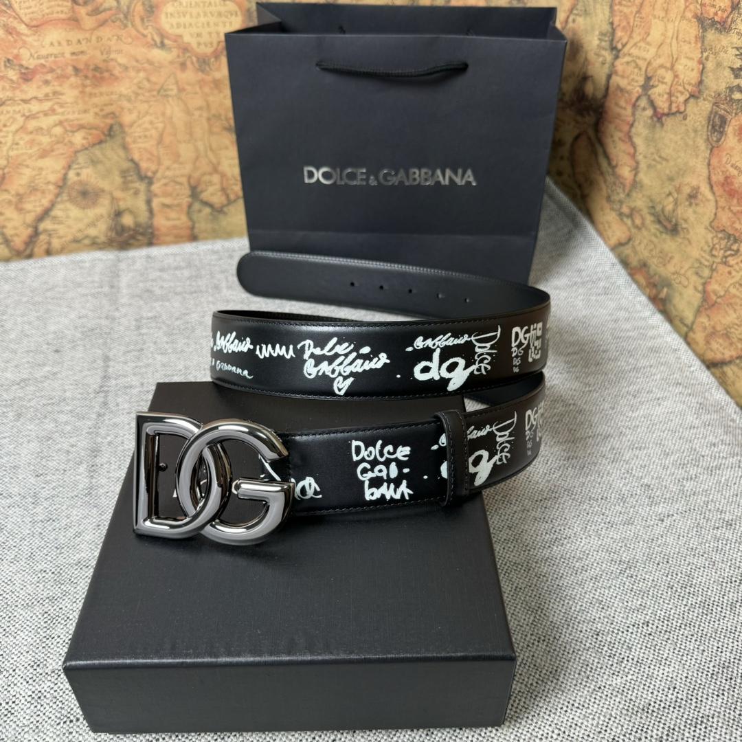 Dolce & Gabbana Graffiti-print Logo-buckle Belt - PerfectKickZ