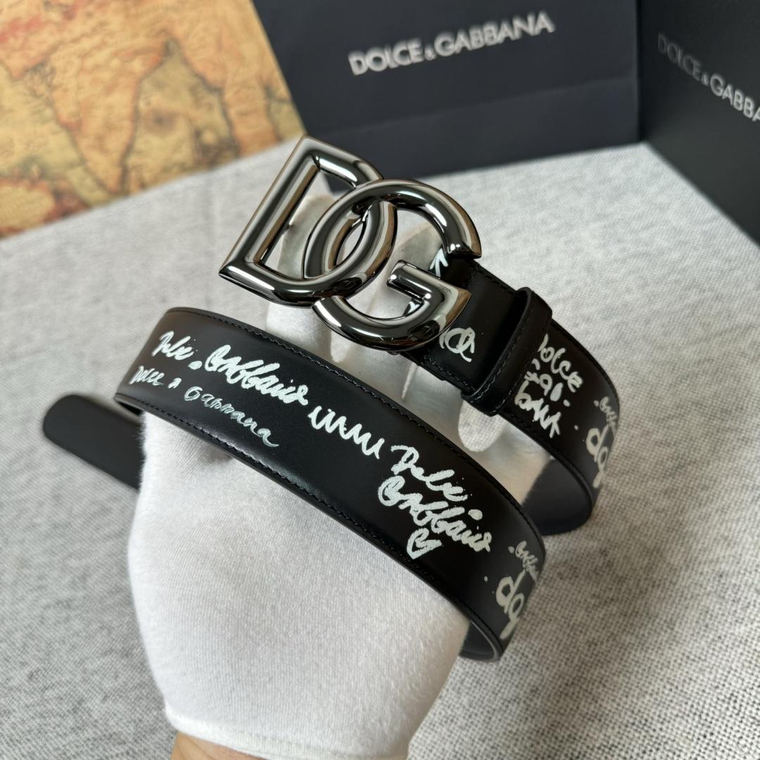 Dolce & Gabbana Graffiti-print Logo-buckle Belt - PerfectKickZ