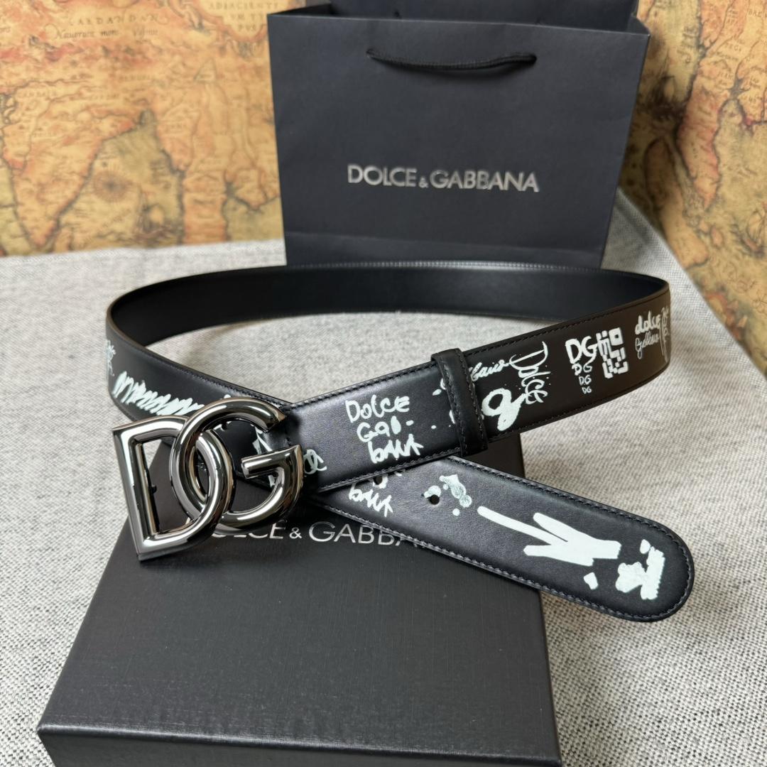 Dolce & Gabbana Graffiti-print Logo-buckle Belt - PerfectKickZ