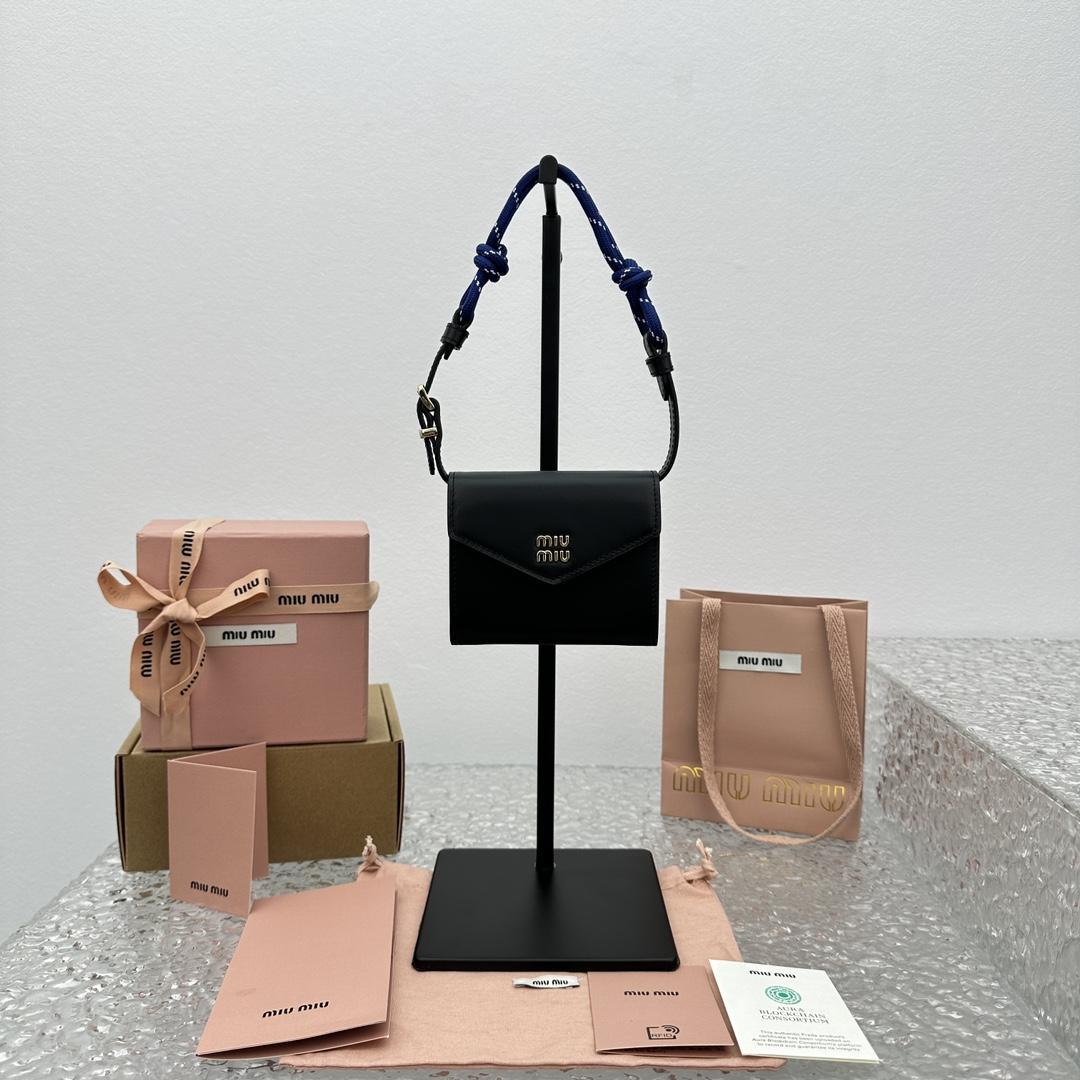 Miu Miu Leather Wallet With Leather And Cord Shoulder Strap - PerfectKickZ