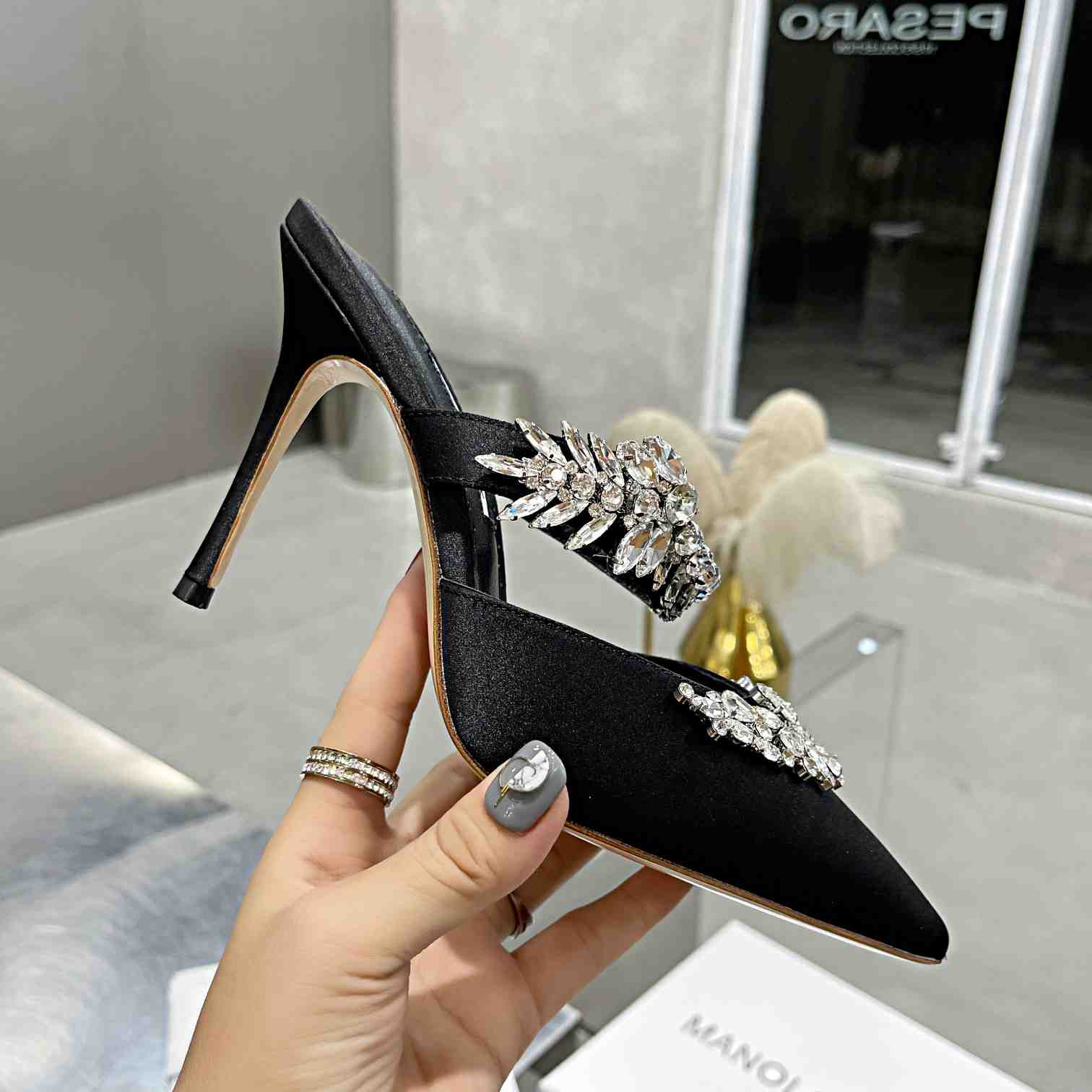 Manolo Blahnik Lurum Crystal-embellished Mules - PerfectKickZ