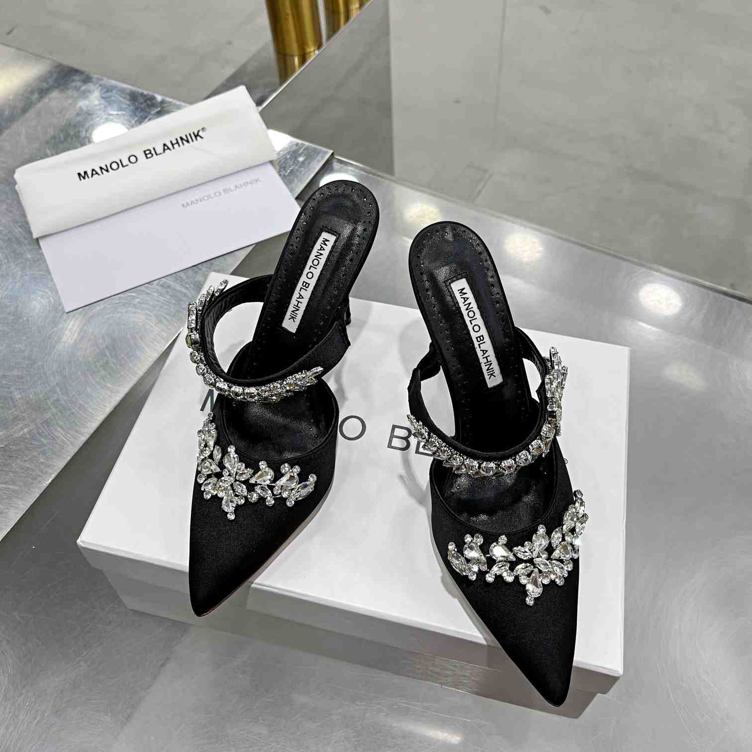 Manolo Blahnik Lurum Crystal-embellished Mules - PerfectKickZ