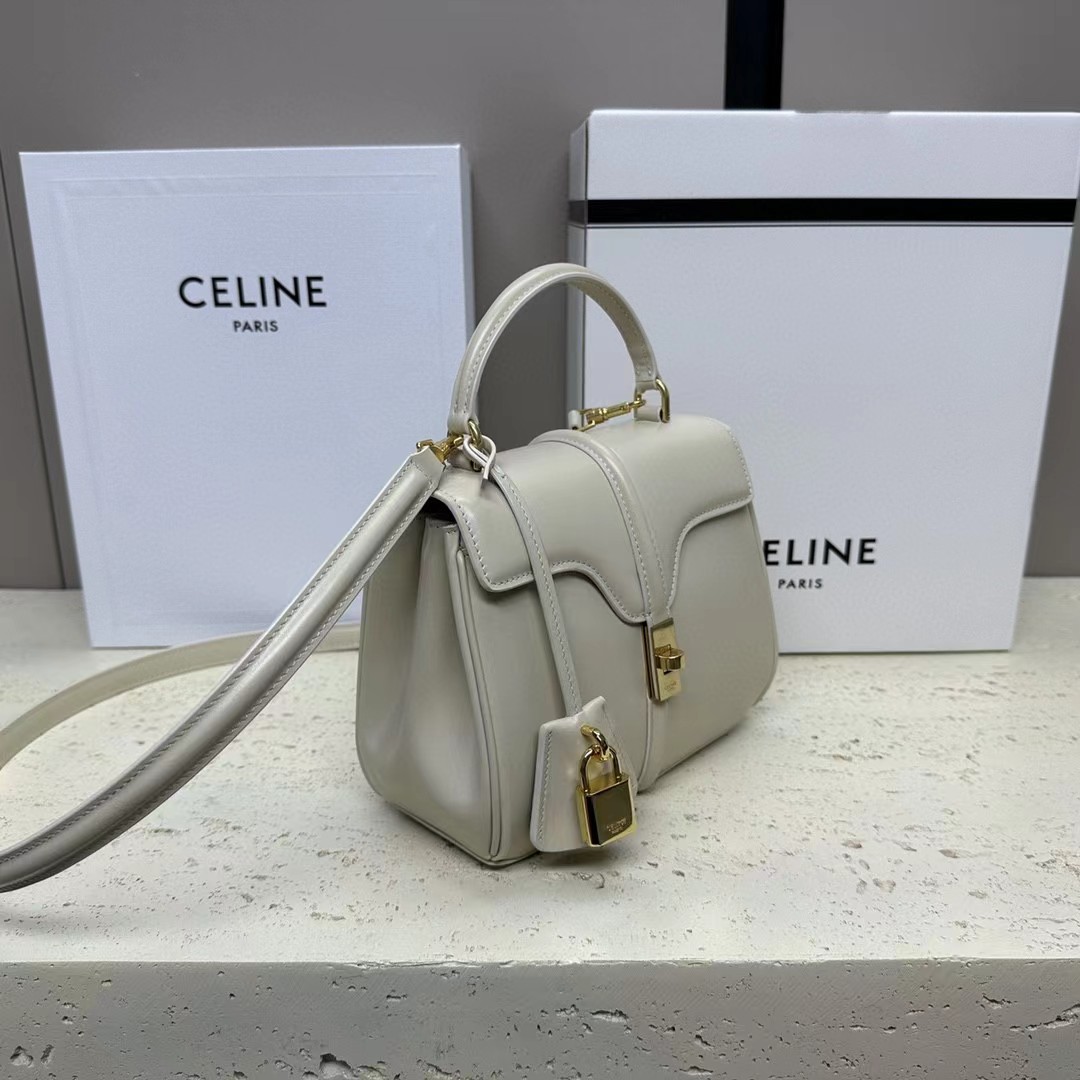 Celine Small 16 Bag In Satinated Calfskin  (17.5-14-7cm) - PerfectKickZ