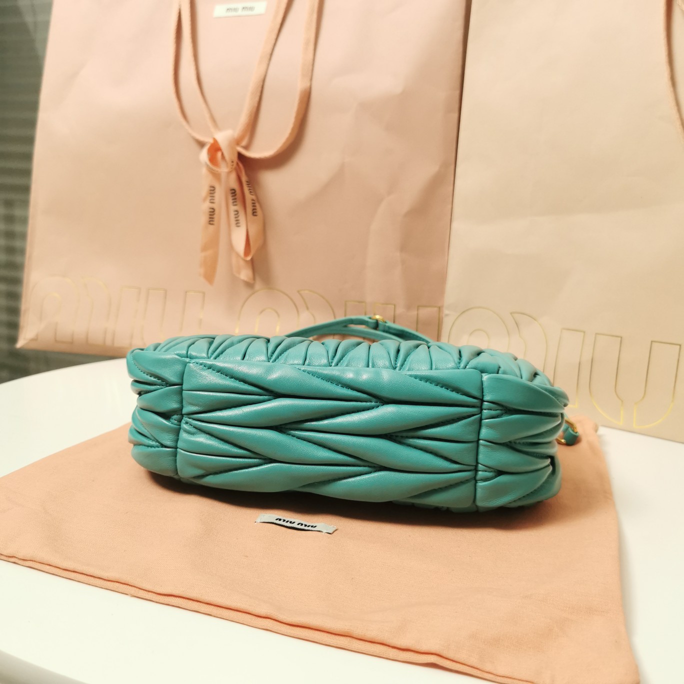 Miu Miu Wander Matelassé Nappa Leather Hobo Bag (23X13X7cm) - PerfectKickZ