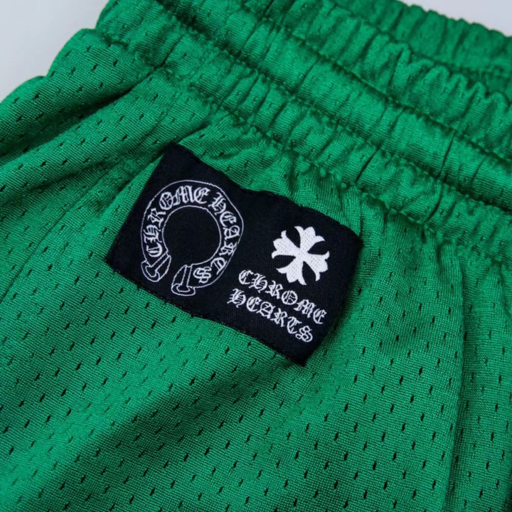 Chrome Hearts Green Varsity Mesh Shorts - PerfectKickZ