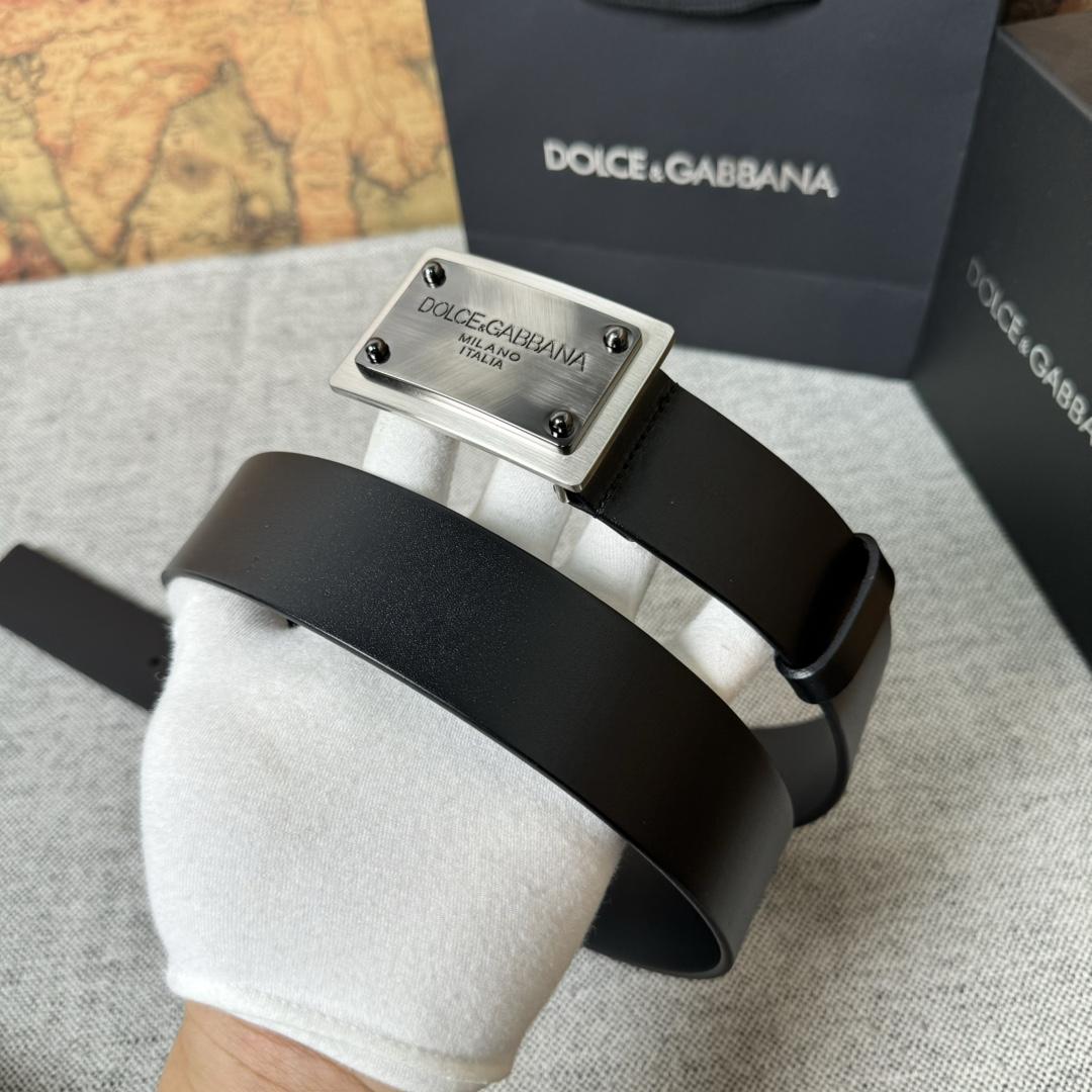 Dolce & Gabbana Calfskin Belt With Branded Tag - PerfectKickZ