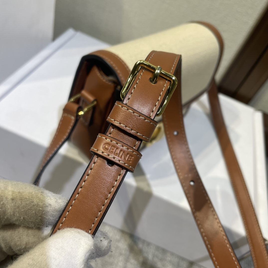 Celine Teen Triomphe Bag In Textile And Calfskin - PerfectKickZ