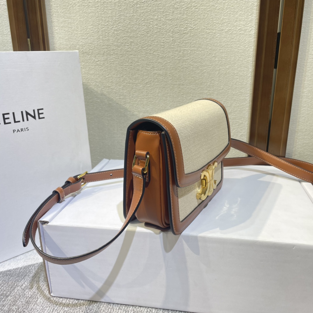 Celine Teen Triomphe Bag In Textile And Calfskin - PerfectKickZ