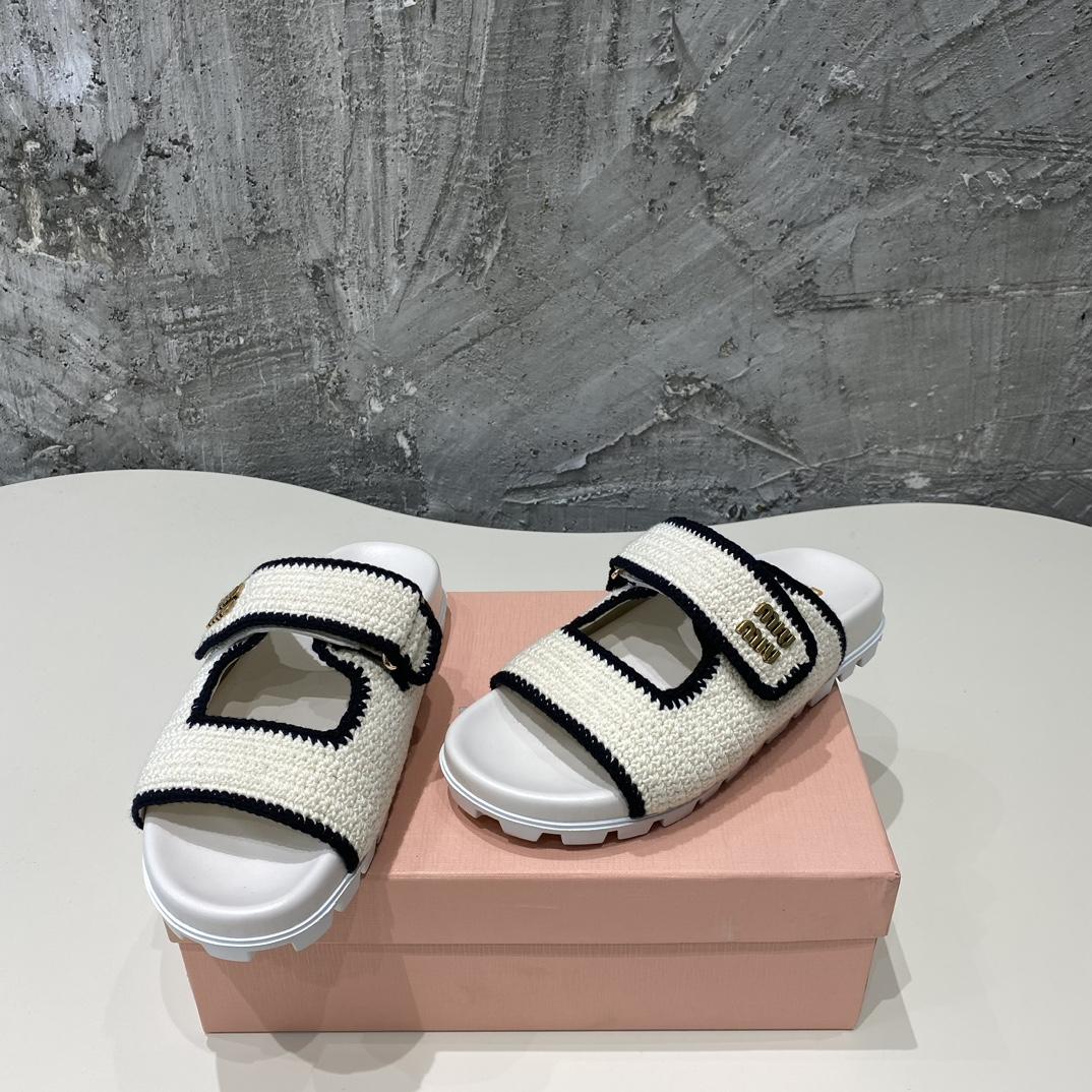 Miu Miu Crochet Knit Slides - 