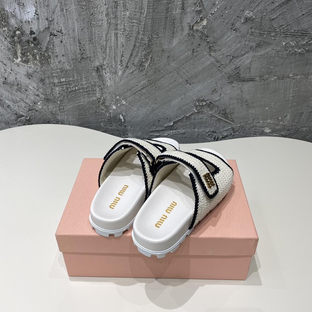 Miu Miu Crochet Knit Slides - 