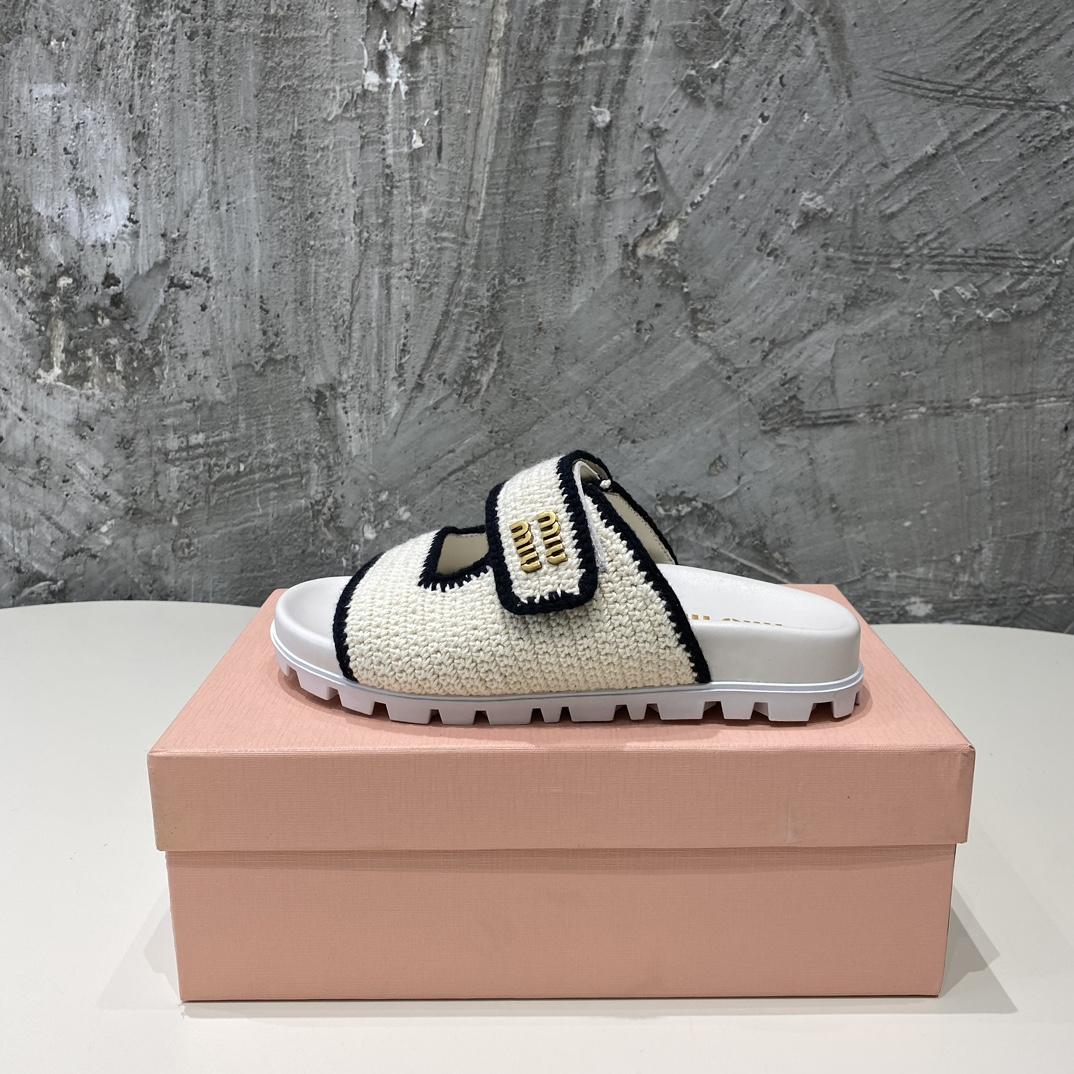 Miu Miu Crochet Knit Slides - 