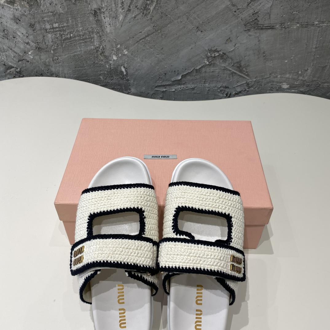 Miu Miu Crochet Knit Slides - 