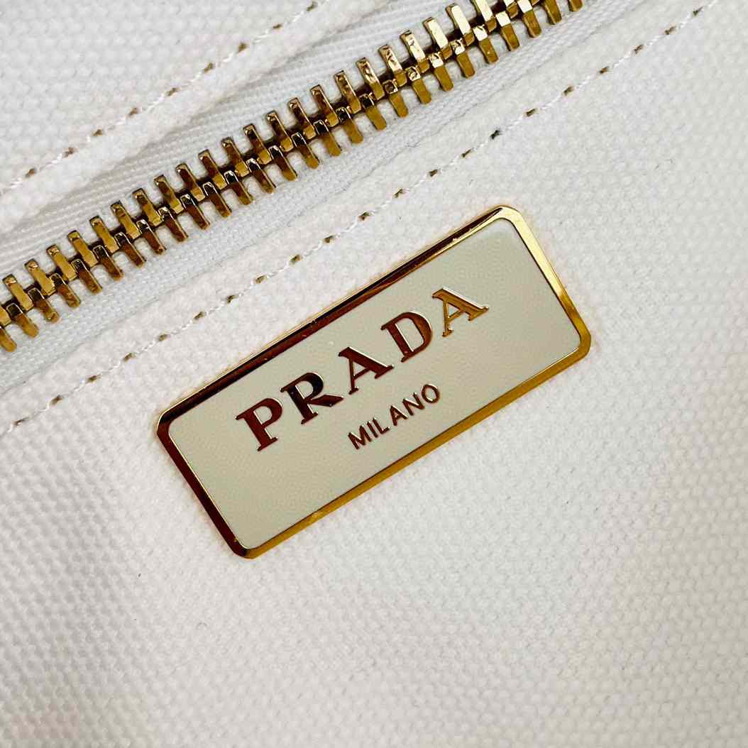 Prada Medium Wicker And Linen Blend Tote Bag (26-18-11.5cm) - 