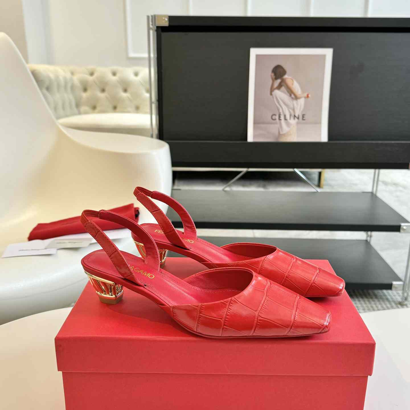 Ferragamo Women's Red "Alyssa" Slingbacks - PerfectKickZ