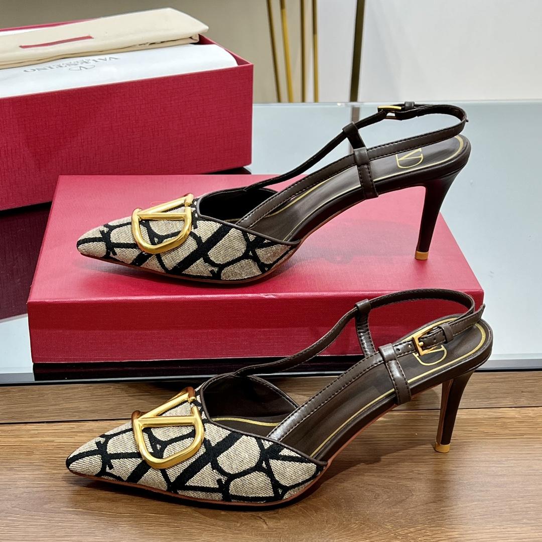 Valenti VLogo Signature Slingback Pump In Toile Iconographe 80mm - PerfectKickZ
