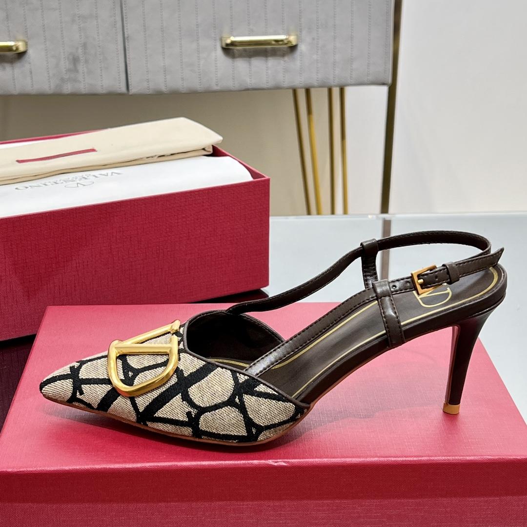 Valenti VLogo Signature Slingback Pump In Toile Iconographe 80mm - 
