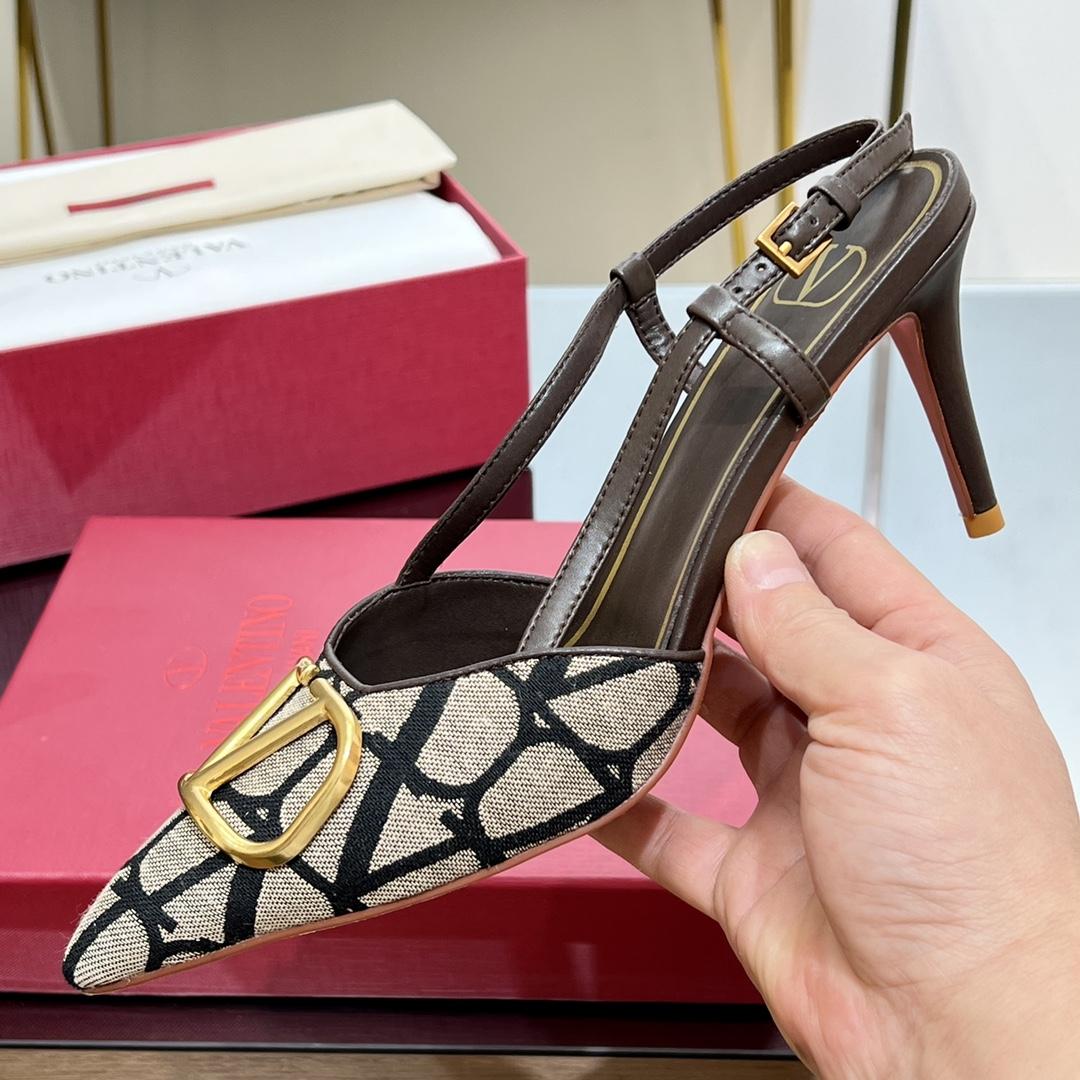 Valenti VLogo Signature Slingback Pump In Toile Iconographe 80mm - 