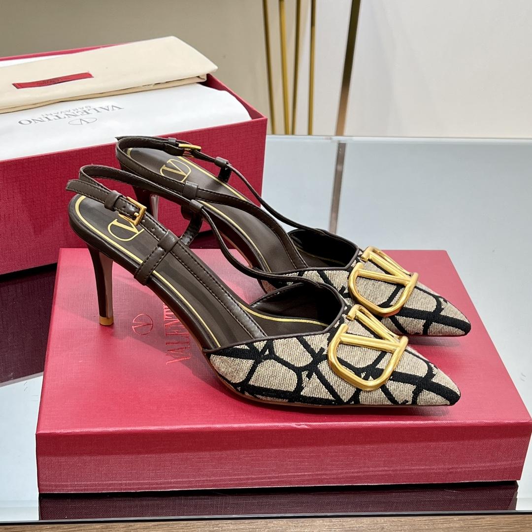 Valenti VLogo Signature Slingback Pump In Toile Iconographe 80mm - PerfectKickZ