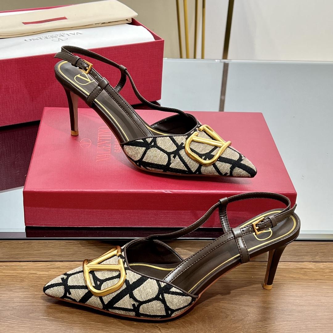 Valenti VLogo Signature Slingback Pump In Toile Iconographe 80mm - 
