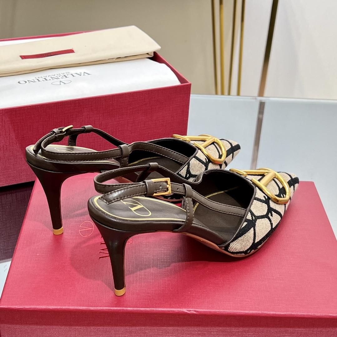 Valenti VLogo Signature Slingback Pump In Toile Iconographe 80mm - 