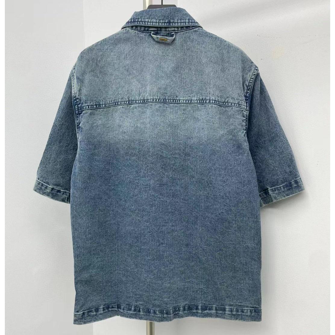 Louis Vuitton Short-Sleeved Denim Workwear Shirt  1ABLDG - PerfectKickZ