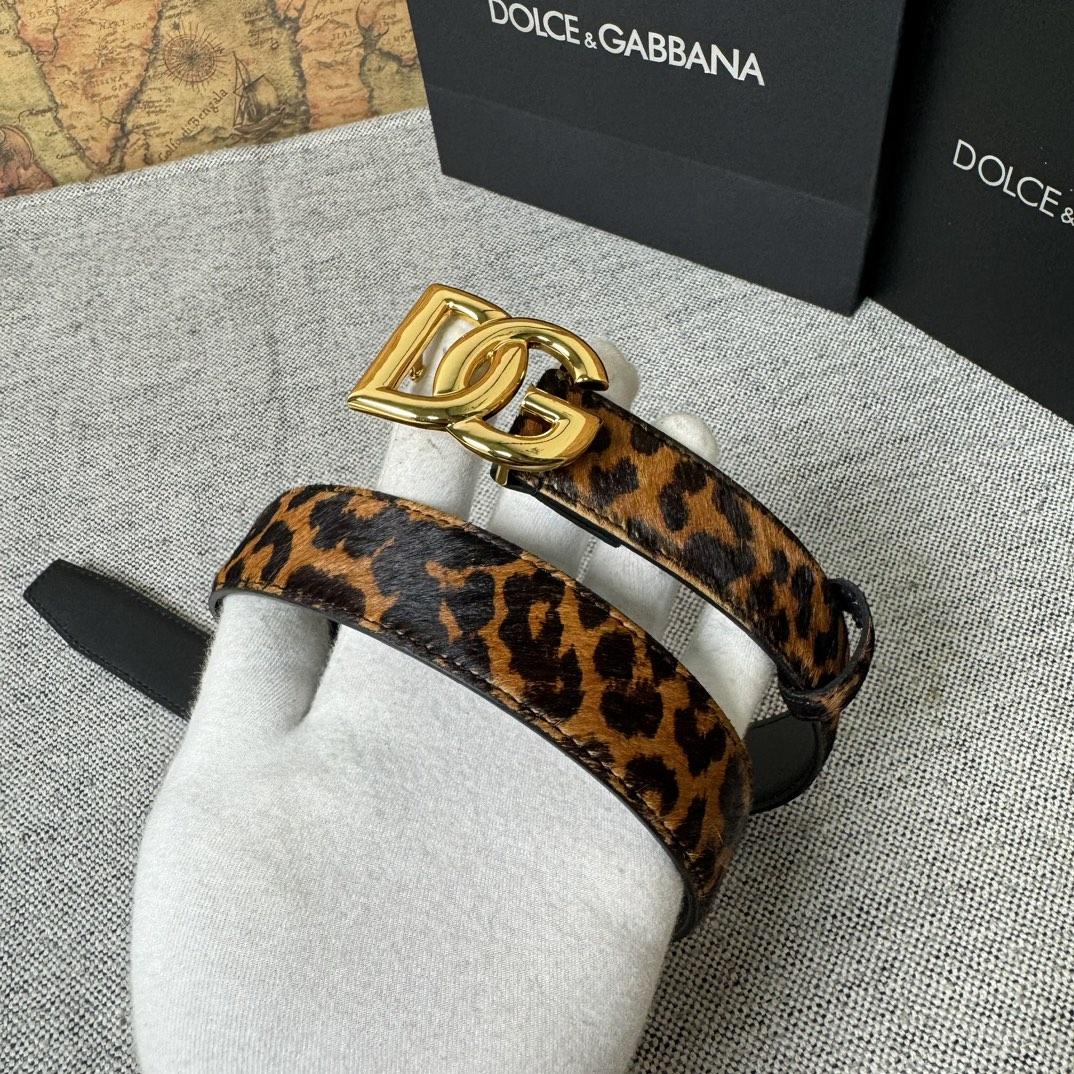 Dolce & Gabbana KiM Dolce & Gabbana Leopard-print Glossy Calfskin Belt With DG Logo - 