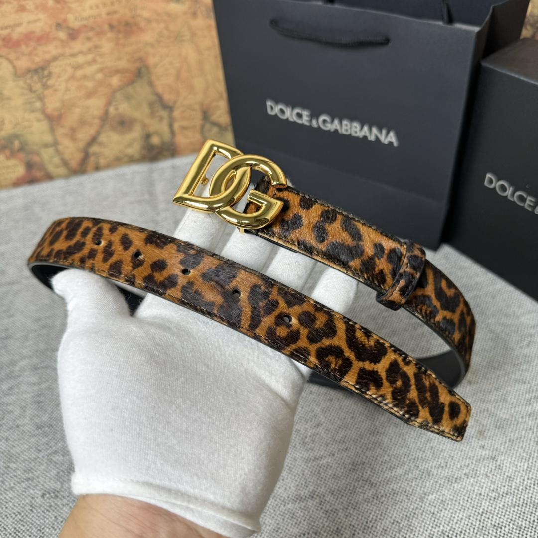 Dolce & Gabbana KiM Dolce & Gabbana Leopard-print Glossy Calfskin Belt With DG Logo - PerfectKickZ