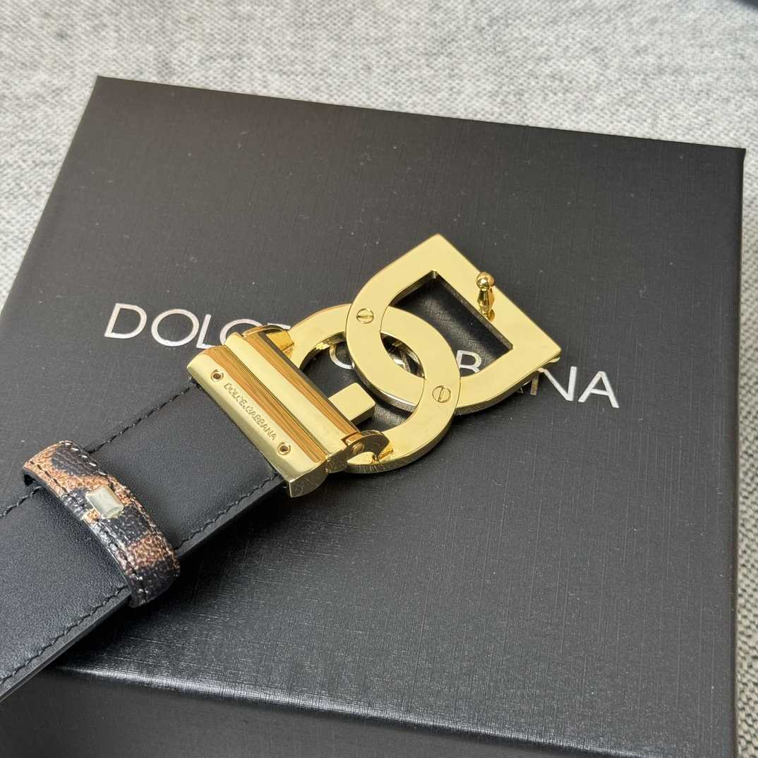 Dolce & Gabbana KiM Dolce & Gabbana Leopard-print Glossy Calfskin Belt With DG Logo - PerfectKickZ