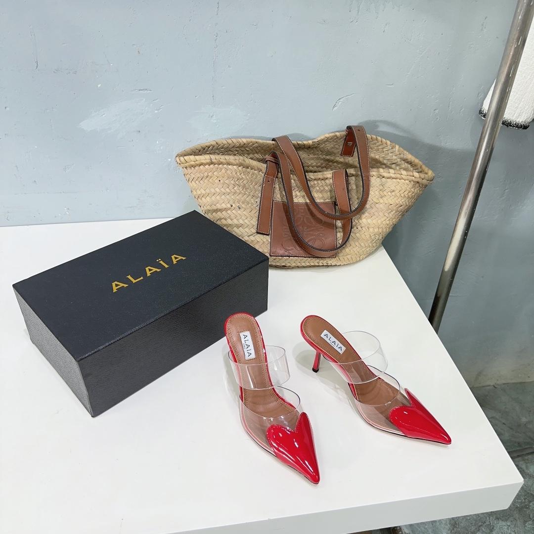 Alaïa Heart Mules in Red  - PerfectKickZ