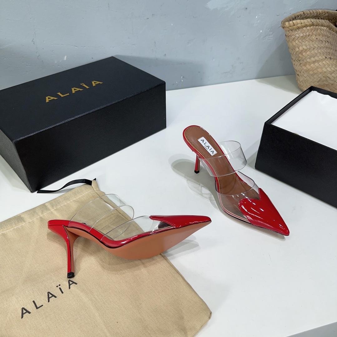 Alaïa Heart Mules in Red  - PerfectKickZ
