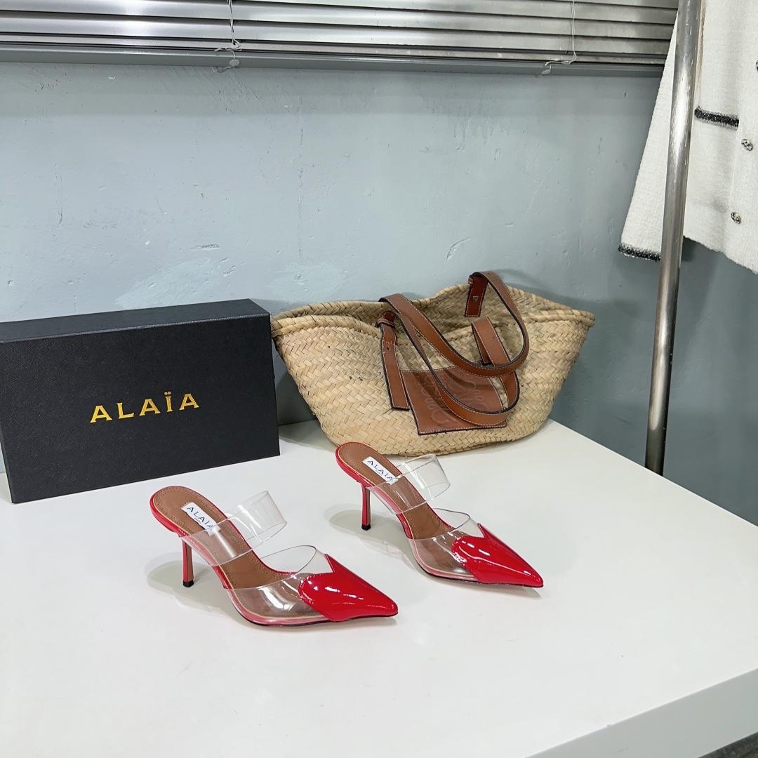 Alaïa Heart Mules in Red  - PerfectKickZ