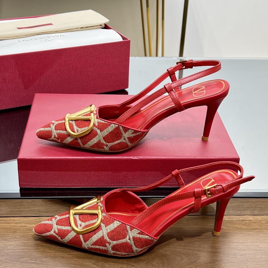 Valenti VLogo Signature Slingback Pump In Toile Iconographe 80mm - PerfectKickZ