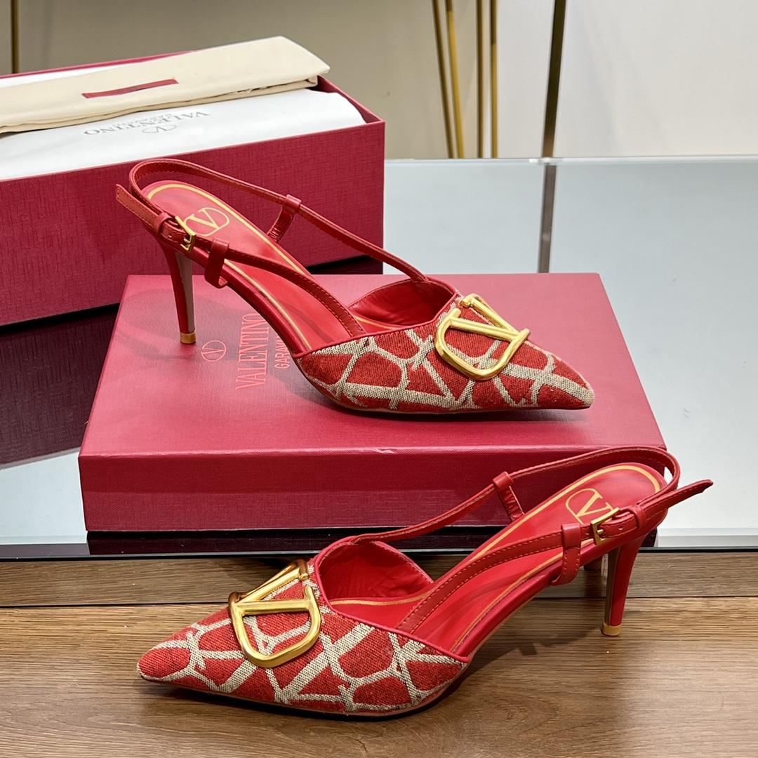 Valenti VLogo Signature Slingback Pump In Toile Iconographe 80mm - PerfectKickZ