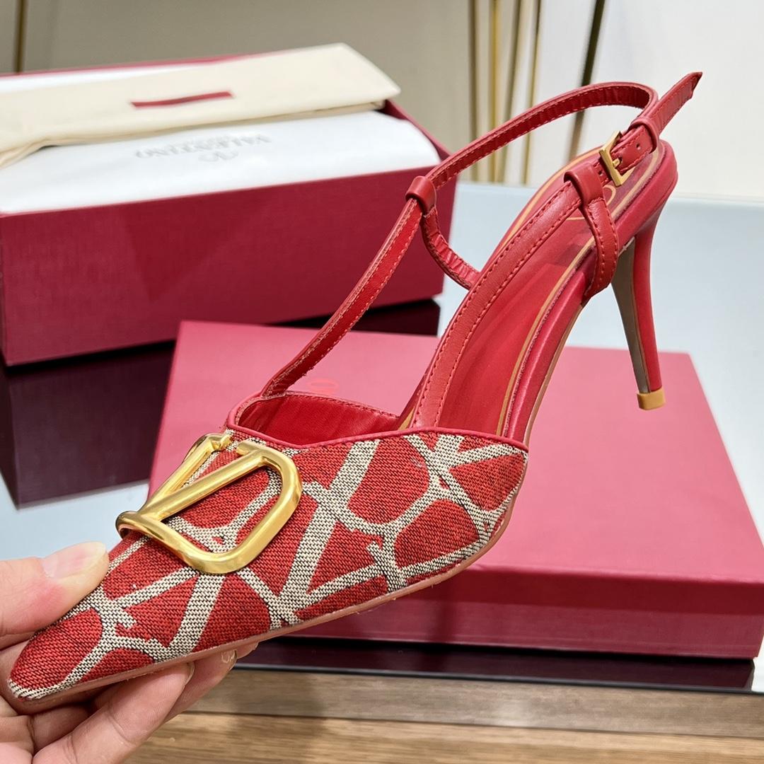 Valenti VLogo Signature Slingback Pump In Toile Iconographe 80mm - PerfectKickZ