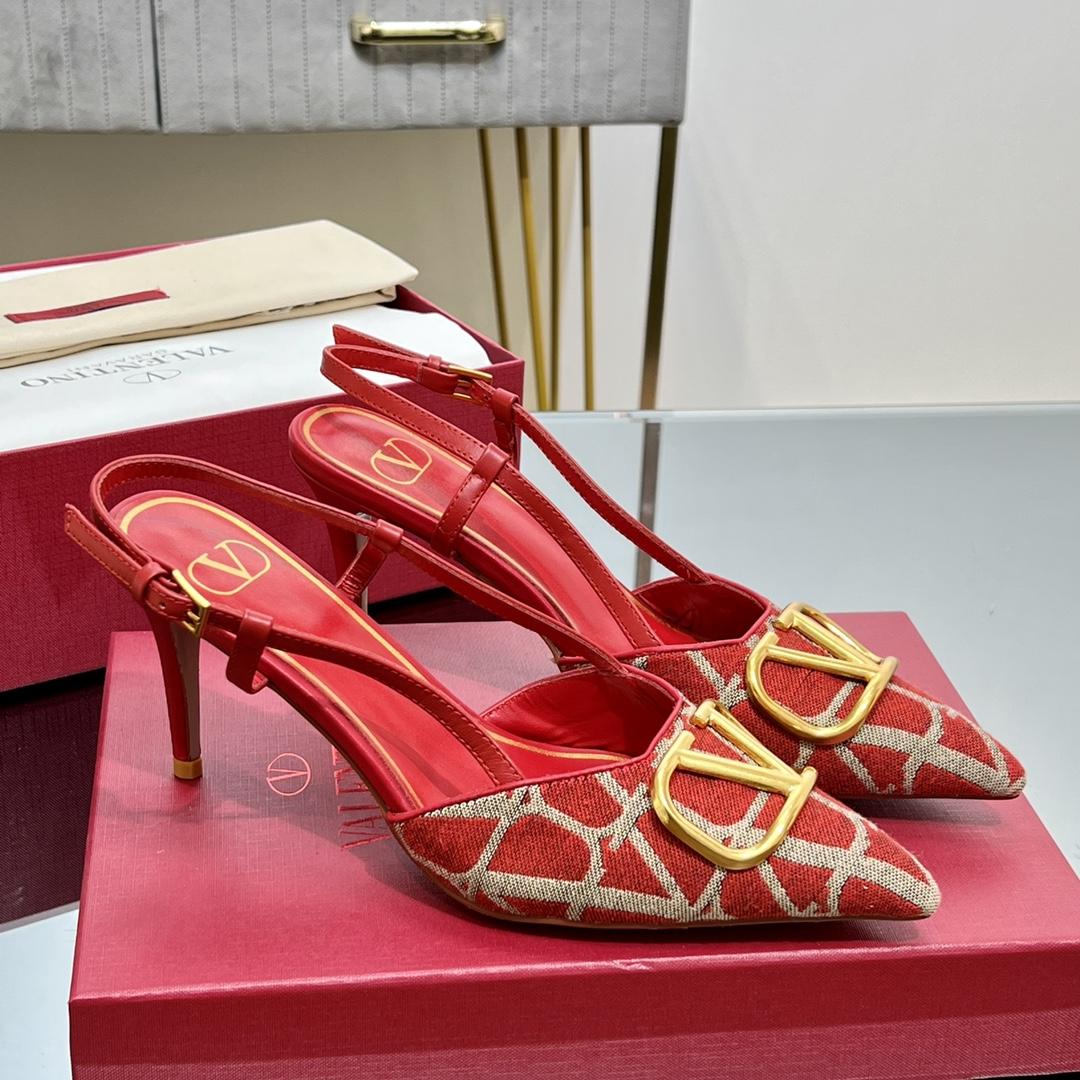 Valenti VLogo Signature Slingback Pump In Toile Iconographe 80mm - PerfectKickZ