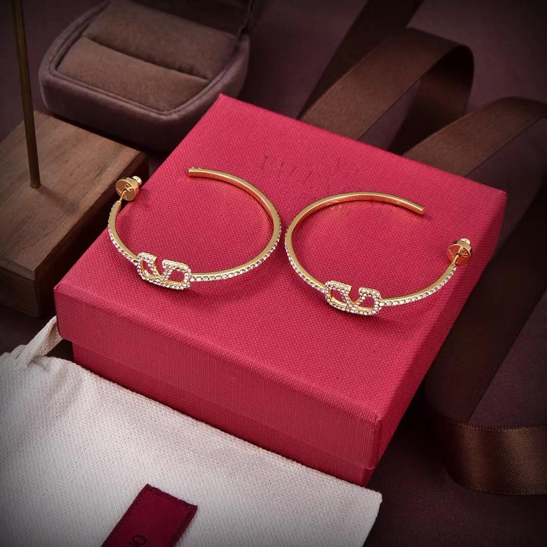 Valenti Garavani VLogo Signature Crystal Hoop Earrings - PerfectKickZ
