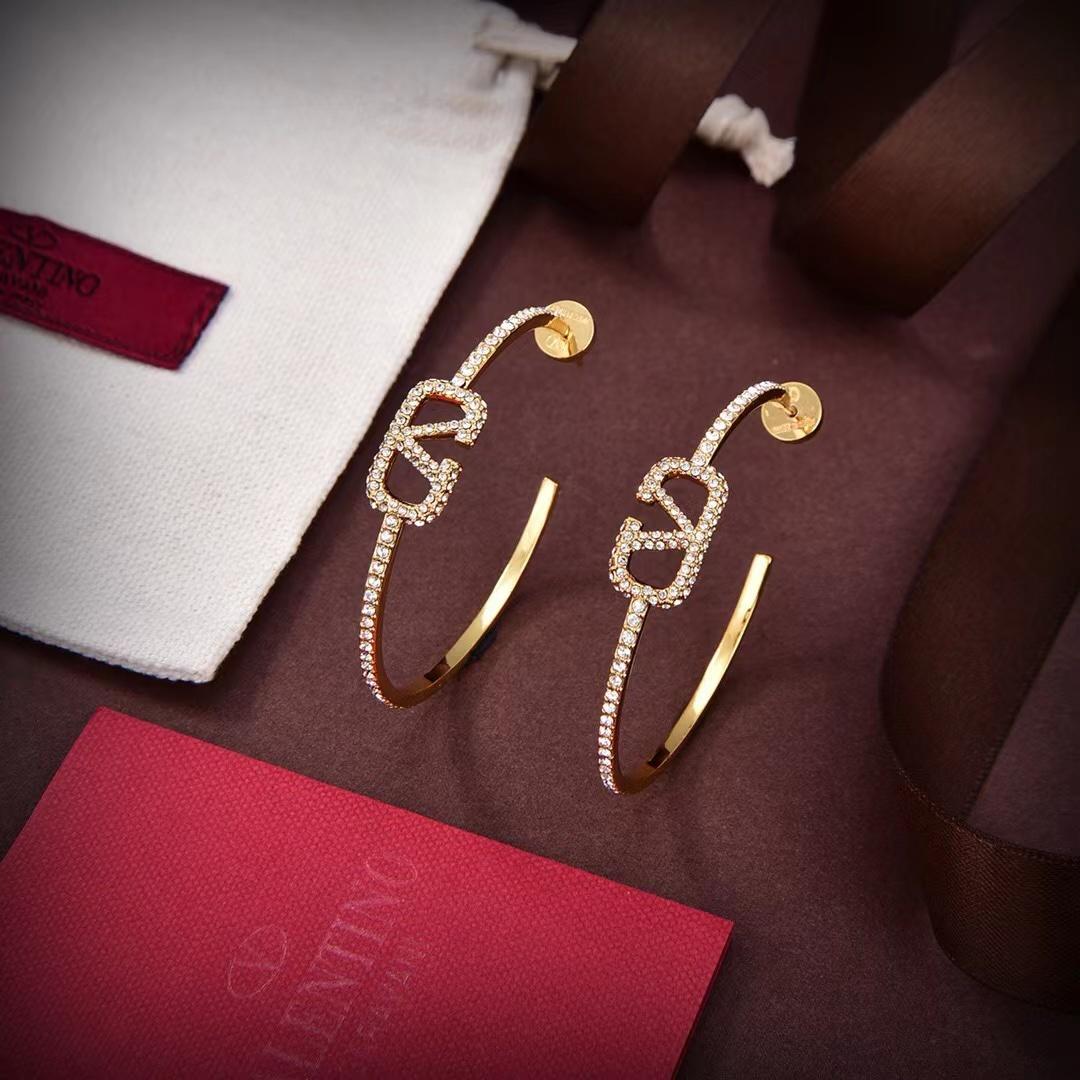 Valenti Garavani VLogo Signature Crystal Hoop Earrings - PerfectKickZ