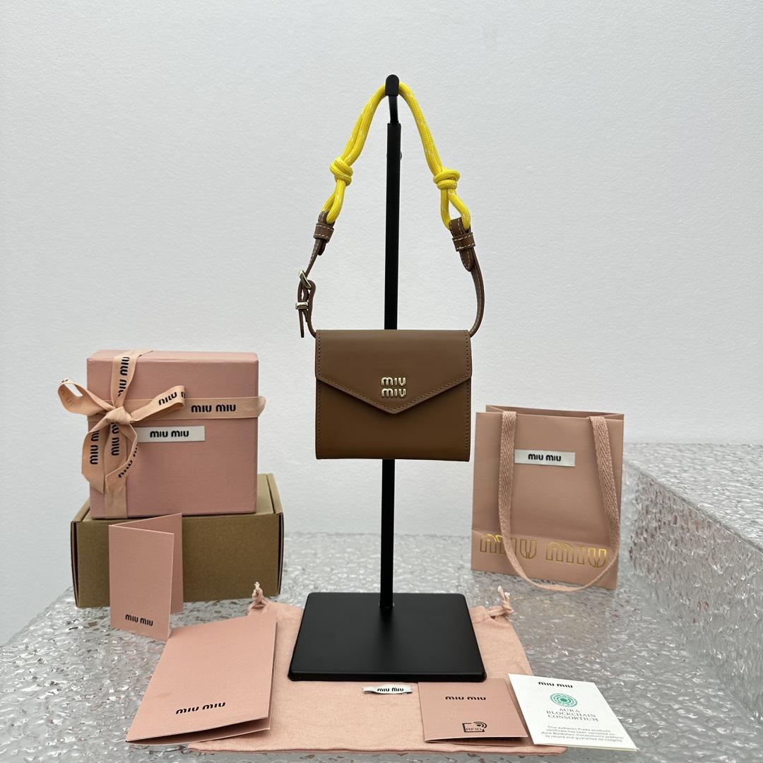 Miu Miu Leather Wallet With Leather And Cord Shoulder Strap - PerfectKickZ