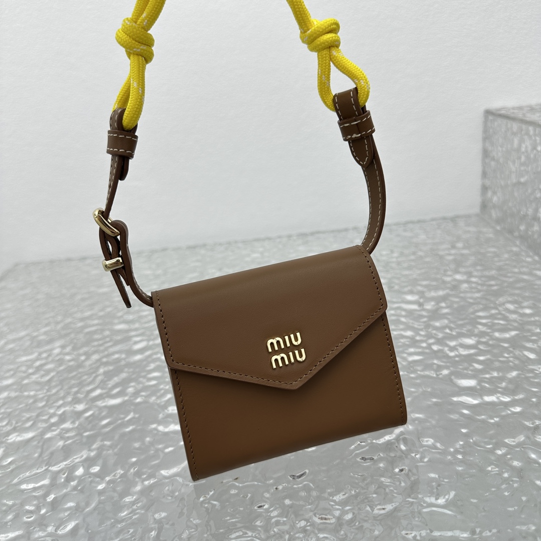 Miu Miu Leather Wallet With Leather And Cord Shoulder Strap - PerfectKickZ