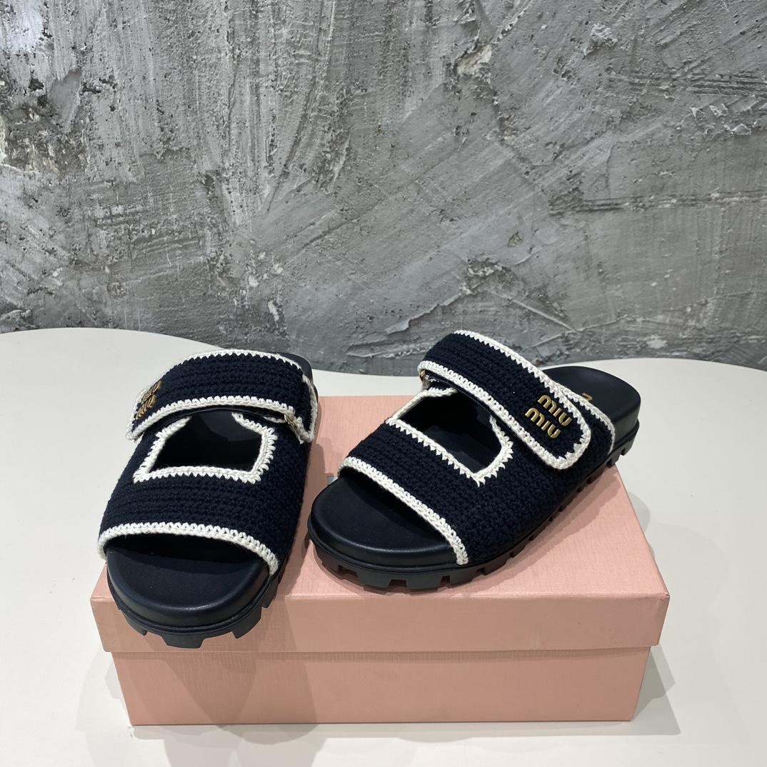Miu Miu Crochet Knit Slides - PerfectKickZ