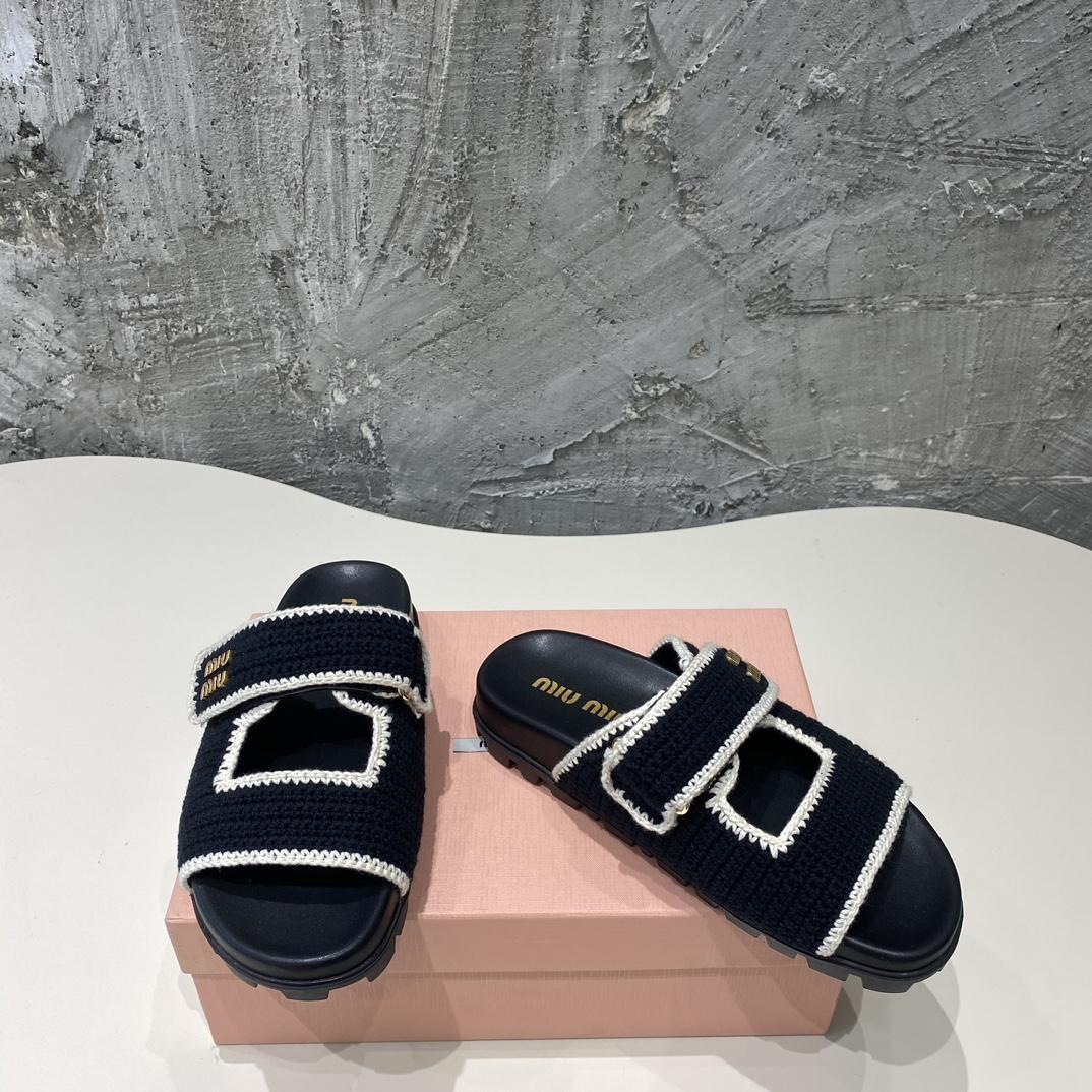 Miu Miu Crochet Knit Slides - PerfectKickZ