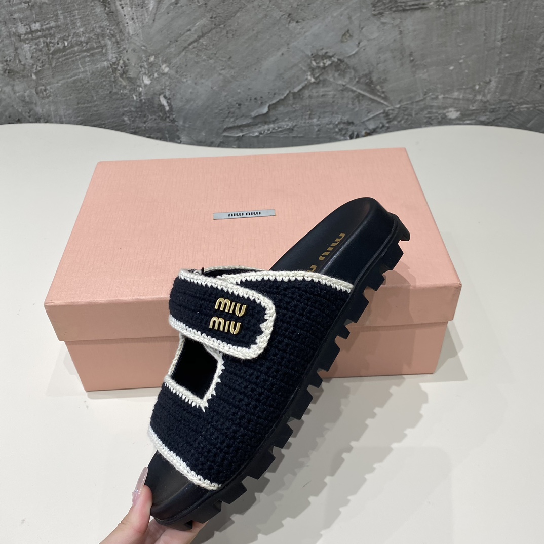 Miu Miu Crochet Knit Slides - PerfectKickZ