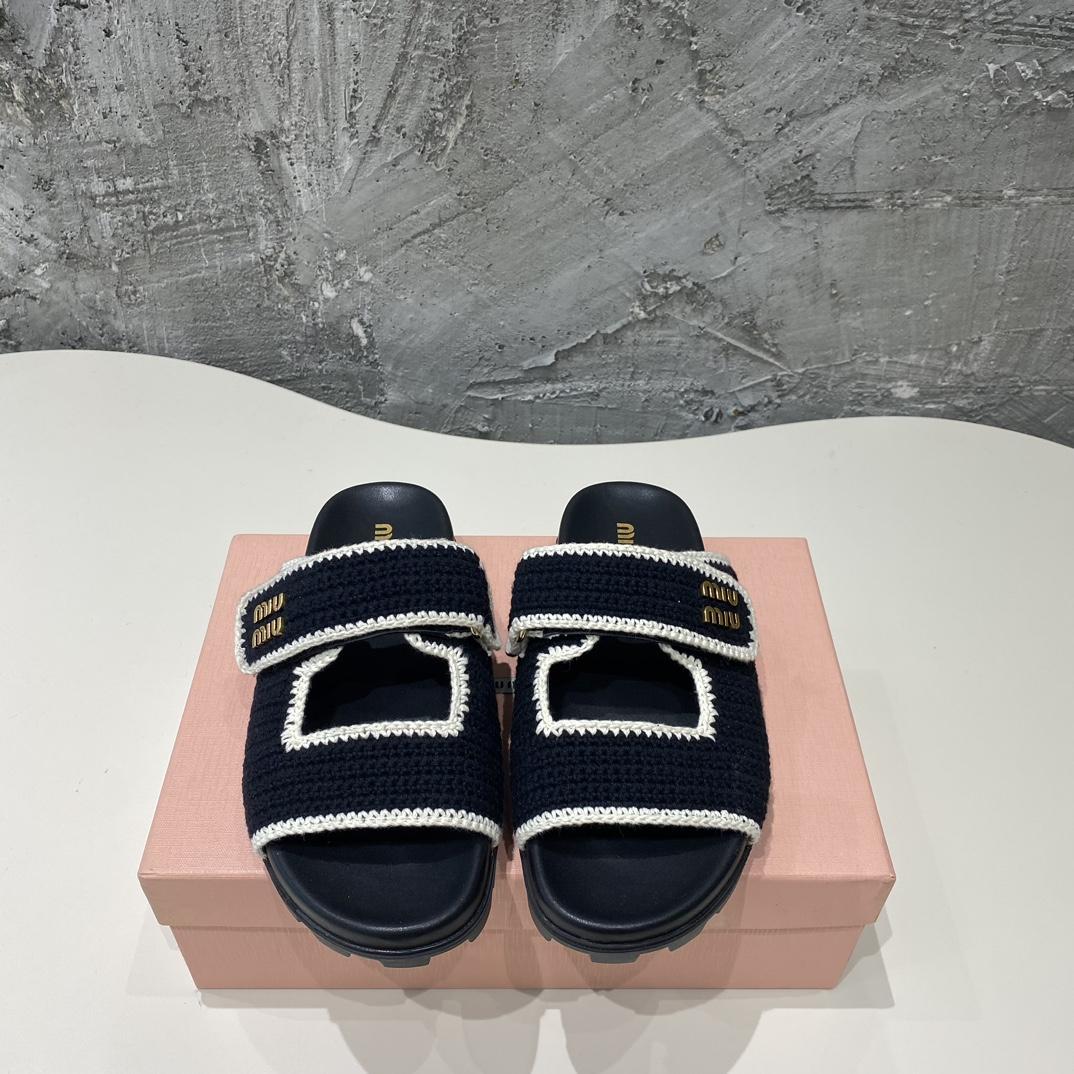 Miu Miu Crochet Knit Slides - PerfectKickZ