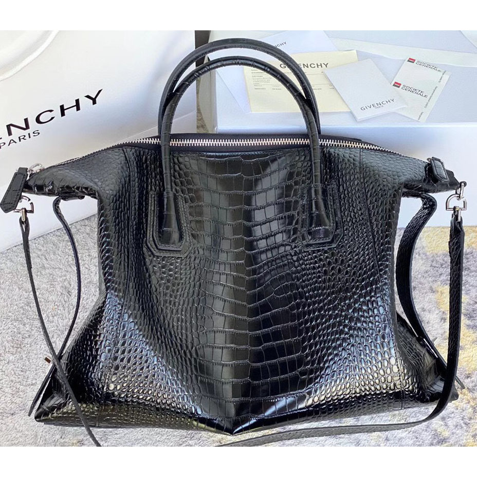 Givenchy Antigona Bag In Crocodile Effect Leather (45x9x35cm) - PerfectKickZ