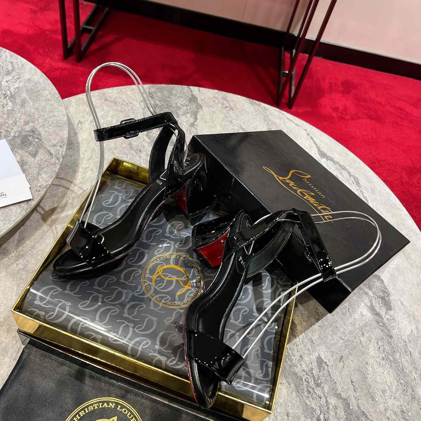 Christian Louboutin  Black Lin Miss Sabina 55 Sandals - PerfectKickZ
