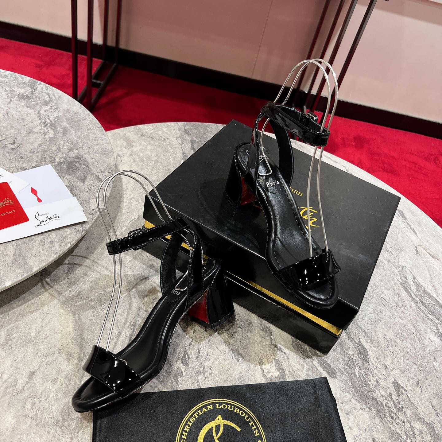 Christian Louboutin  Black Lin Miss Sabina 55 Sandals - PerfectKickZ