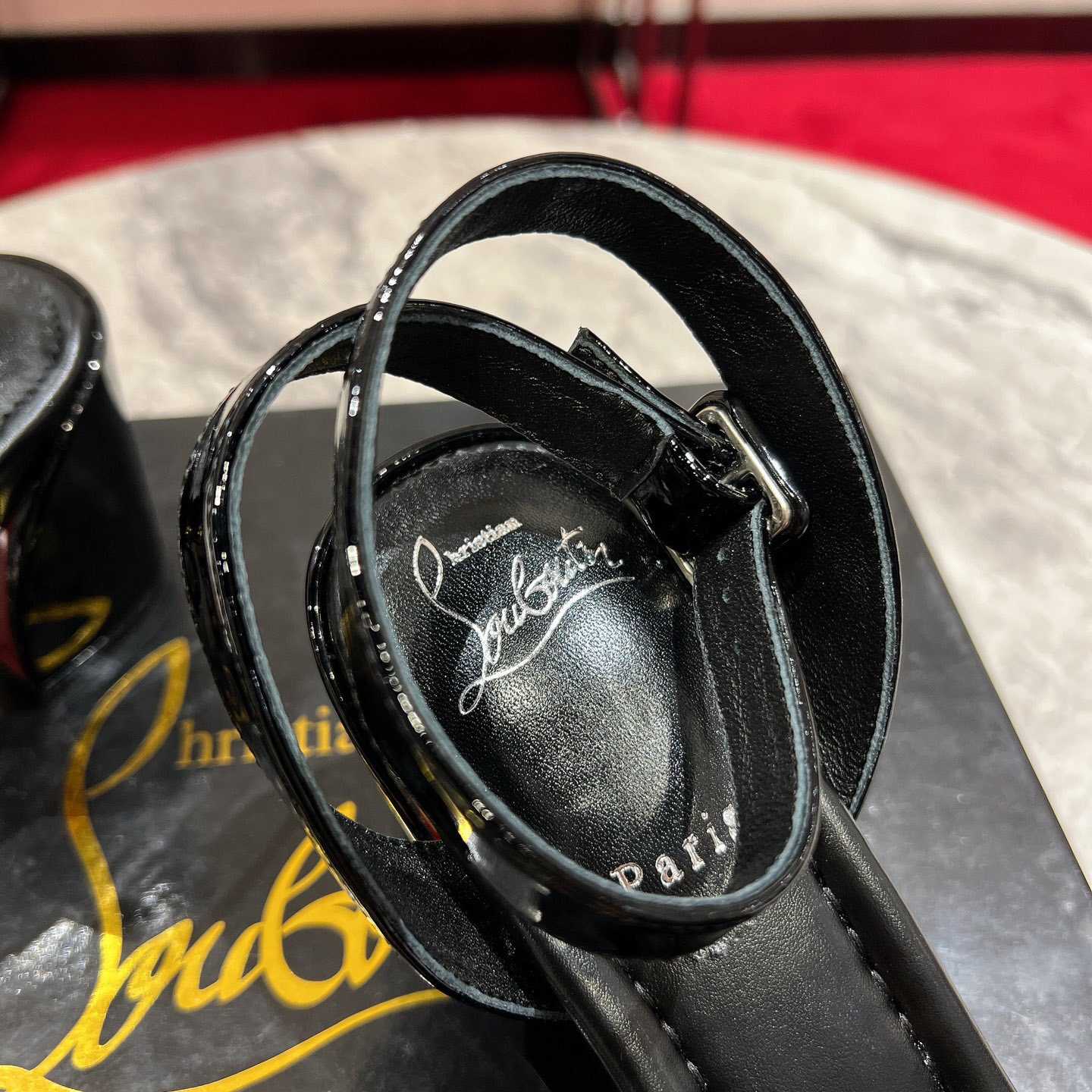 Christian Louboutin  Black Lin Miss Sabina 55 Sandals - PerfectKickZ