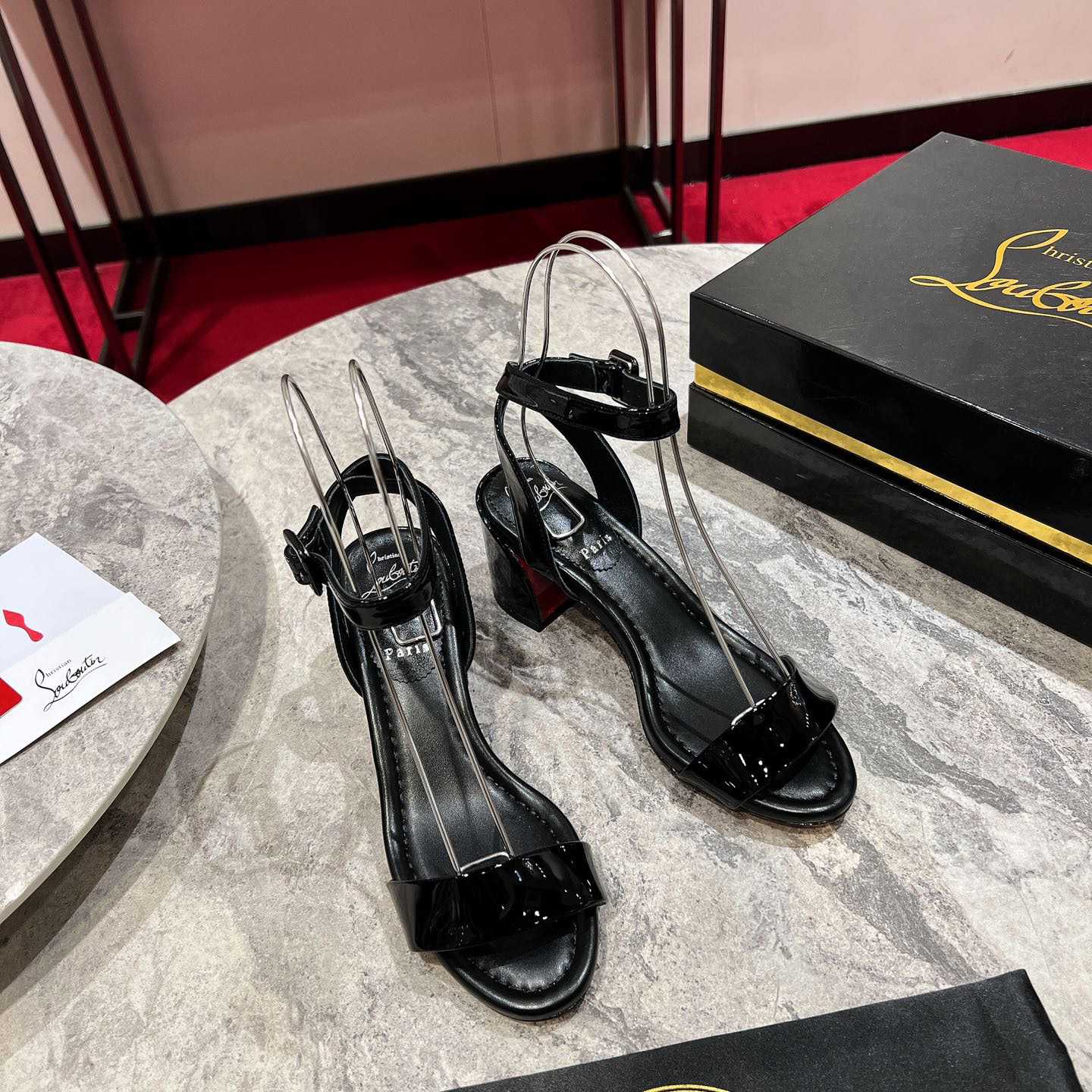 Christian Louboutin  Black Lin Miss Sabina 55 Sandals - PerfectKickZ