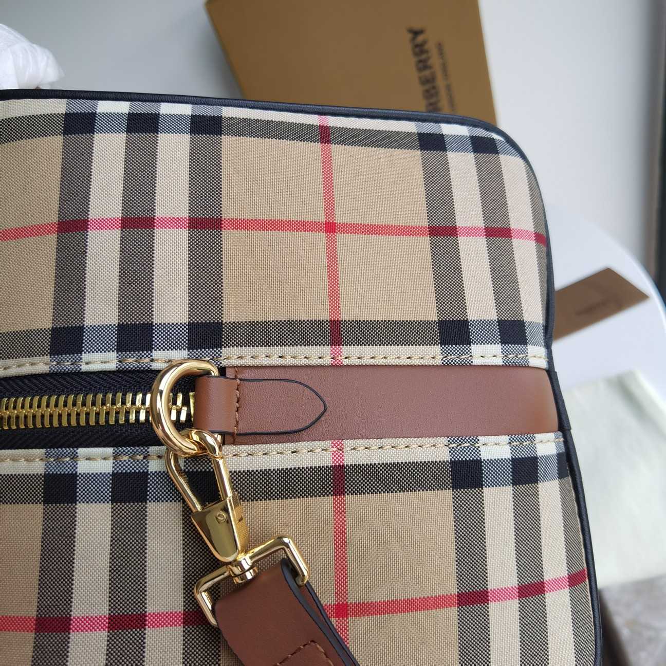 Burberry Cube Bag Leather With Vintage Check   W34 x H21 x D19cm - PerfectKickZ